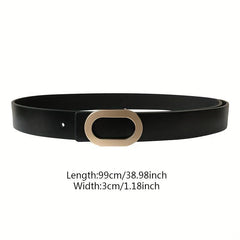 Oval Metal Buckle Thin Belt PU Leather Girdle