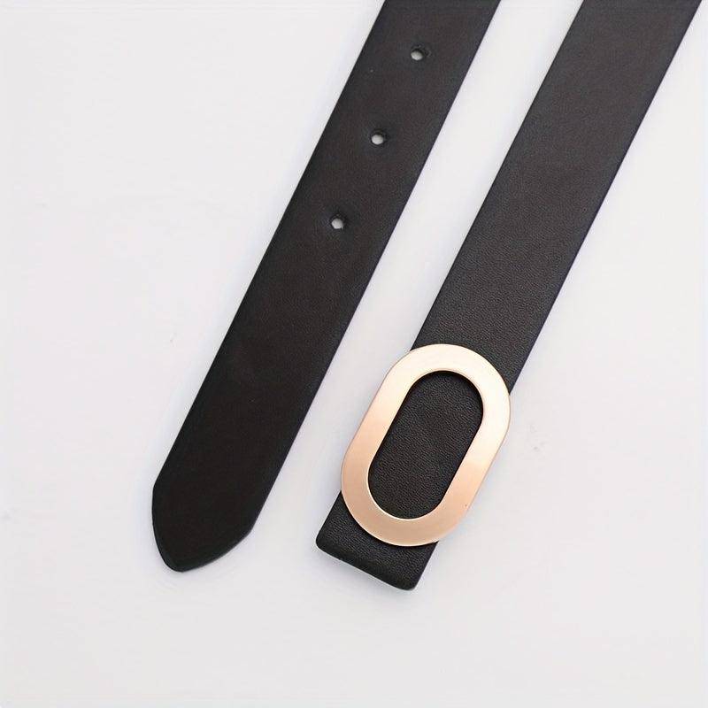 Oval Metal Buckle Thin Belt PU Leather Girdle