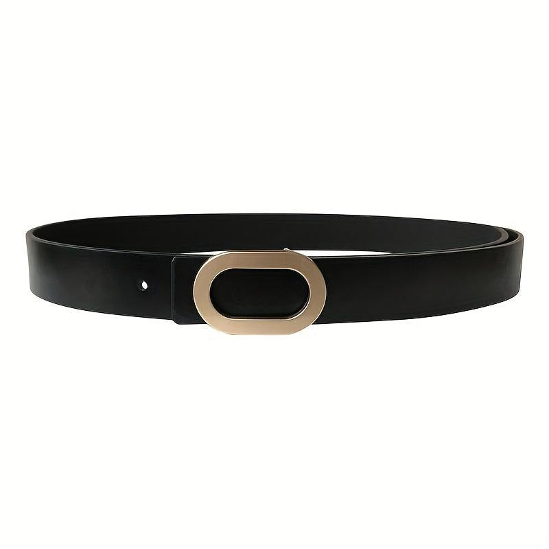 Oval Metal Buckle Thin Belt PU Leather Girdle