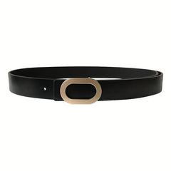 Oval Metal Buckle Thin Belt PU Leather Girdle