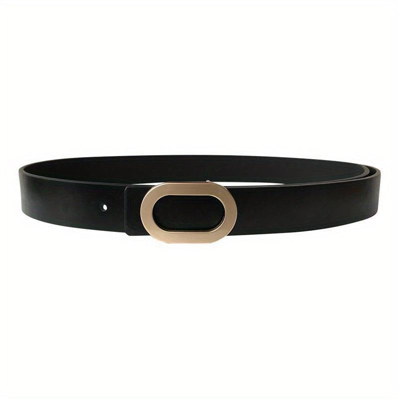 Oval Metal Buckle Thin Belt PU Leather Girdle