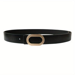 Oval Metal Buckle Thin Belt PU Leather Girdle