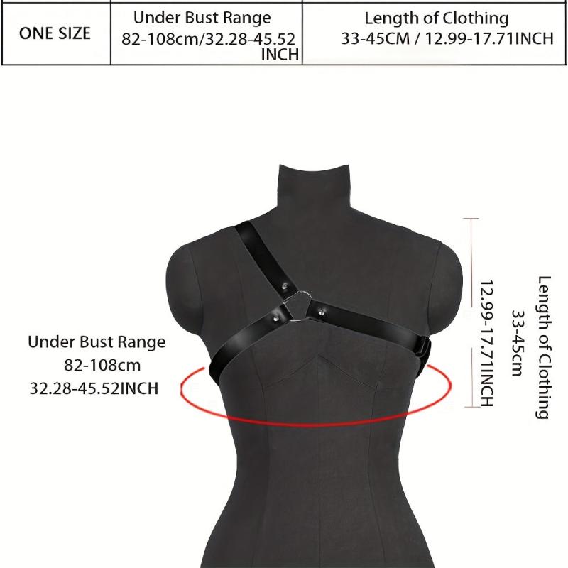 Y2K Ring Linked Chest Harness Belt PU Leather Waistband