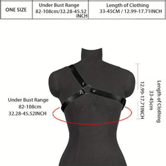 Y2K Ring Linked Chest Harness Belt PU Leather Waistband