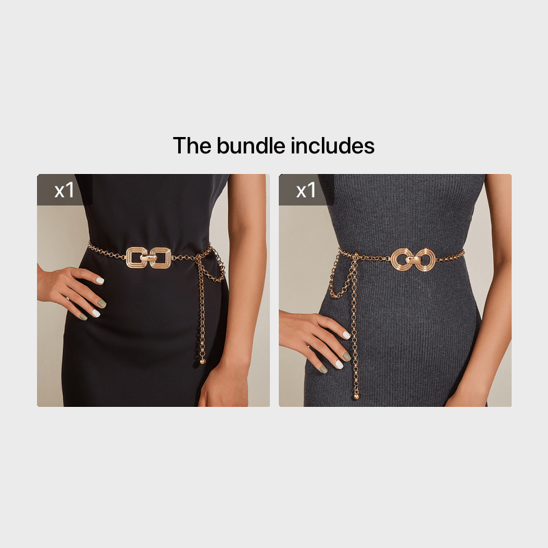 Women's Golden Waist Chain Metal Belt Dress Decoration Thin Accessory
