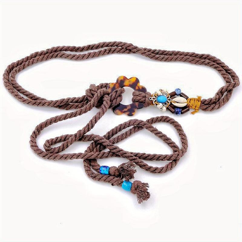 Boho Sash Belt Vintage Rope Braided Bowknot Waistband
