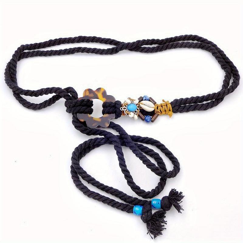 Boho Sash Belt Vintage Rope Braided Bowknot Waistband