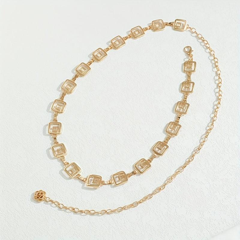 Metal Geometric Waist Chain for Women Decorative Dress Belt Outdoor Beach