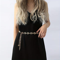 Metal Geometric Waist Chain for Women Decorative Dress Belt Outdoor Beach