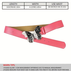 Pink PU Leather Butterfly Buckle Y2K Belt for Women
