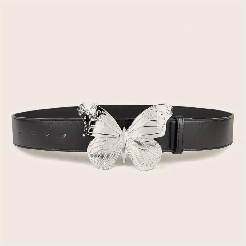 Pink PU Leather Butterfly Buckle Y2K Belt for Women