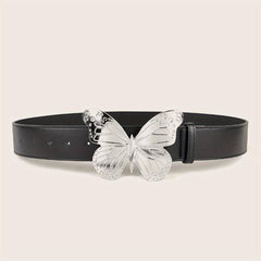 Pink PU Leather Butterfly Buckle Y2K Belt for Women