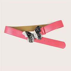 Pink PU Leather Butterfly Buckle Y2K Belt for Women
