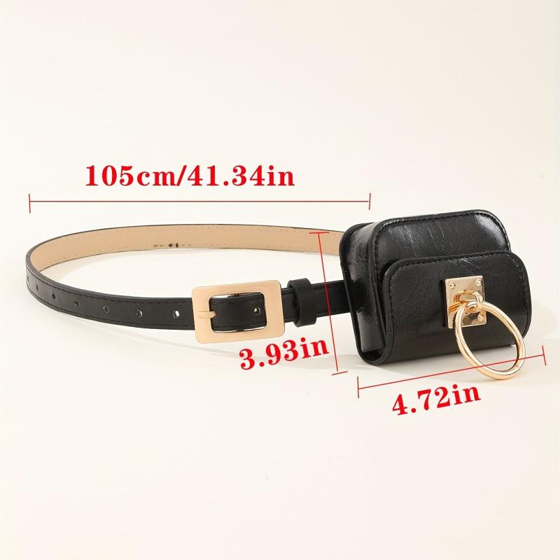 Y2K Vintage Belt Bag Gothic Fanny Pack Heart Metal Buckle PU Leather Waist Purse