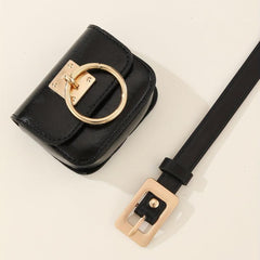Y2K Vintage Belt Bag Gothic Fanny Pack Heart Metal Buckle PU Leather Waist Purse