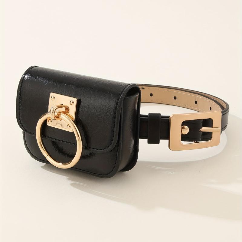 Y2K Vintage Belt Bag Gothic Fanny Pack Heart Metal Buckle PU Leather Waist Purse