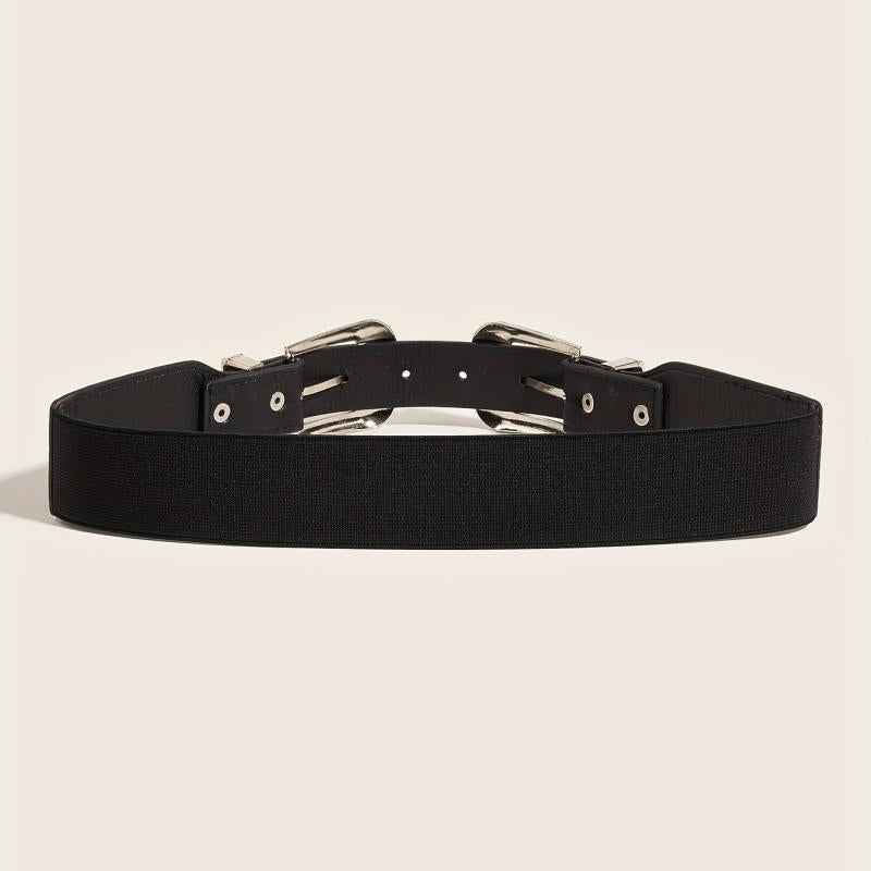 Western Belt Rhinestone Inlaid Buckle PU Leather Elastic Wide Girdle