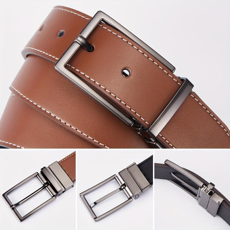 Men's Casual Cowhide Leather Belt with Removable Buckle