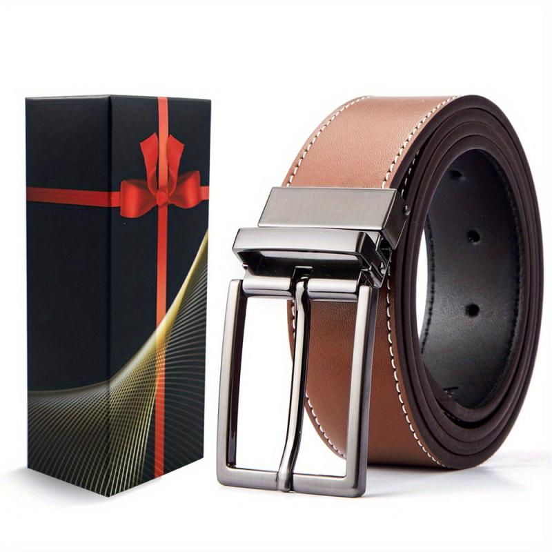 Men's Casual Cowhide Leather Belt with Removable Buckle