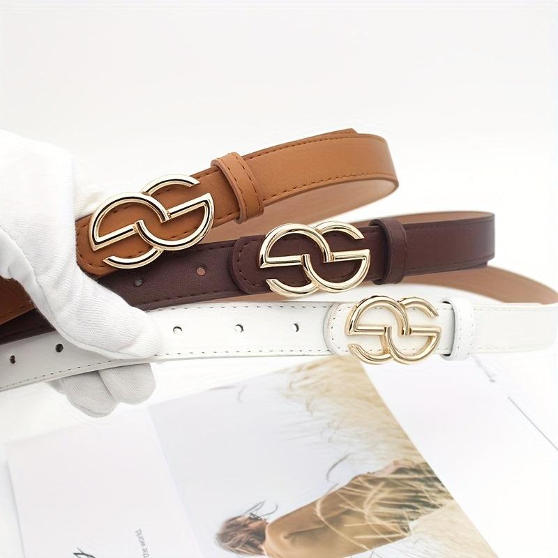 Geometric Buckle PU Belt for Women