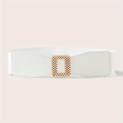 Geometric Rhinestone Buckle Belt PU Wide Be...