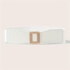 Geometric Rhinestone Buckle Belt PU Wide Be...