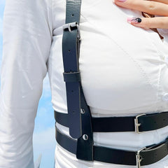 Y2K PU Leather Body Harness Belt Gothic Clothing Waist Belt