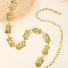 Vintage Embossed Turquoise Chain Copper Waist Chain
