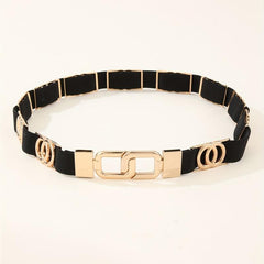 Golden Double Circle Elastic Belt Braided Thin Waistband for Women