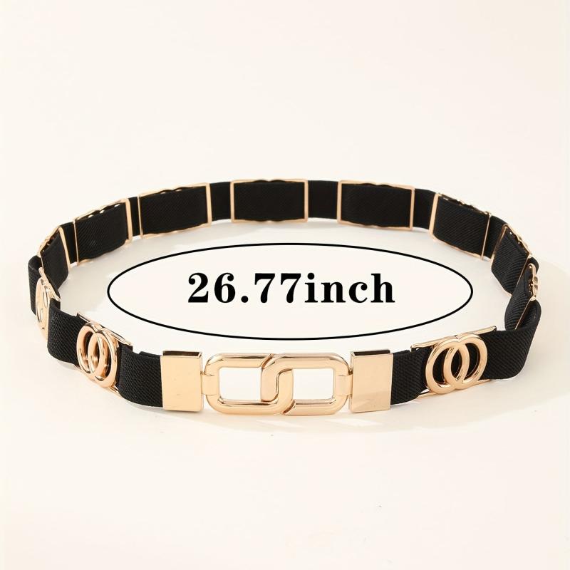 Golden Double Circle Elastic Belt Braided Thin Waistband for Women
