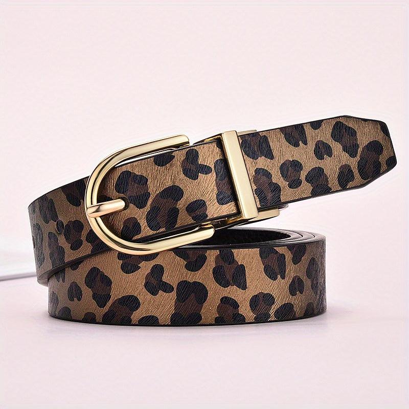 Leopard Print PU Belt Oval Pin Buckle Animal Pattern Belt