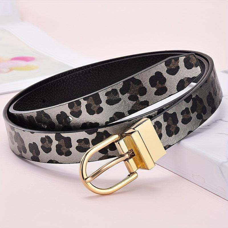 Leopard Print PU Belt Oval Pin Buckle Animal Pattern Belt