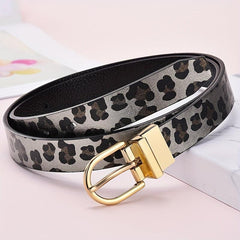 Leopard Print PU Belt Oval Pin Buckle Animal Pattern Belt
