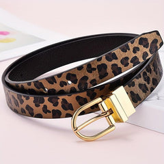 Leopard Print PU Belt Oval Pin Buckle Animal Pattern Belt