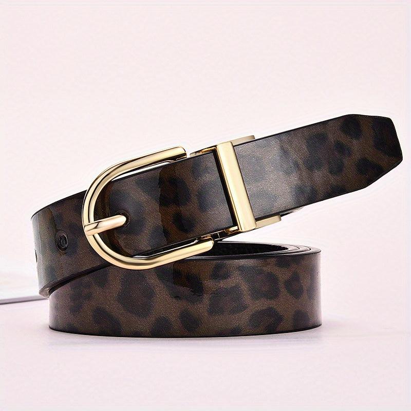Leopard Print PU Belt Oval Pin Buckle Animal Pattern Belt