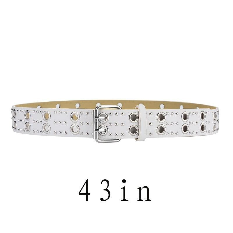 Punk Double Grommet Belt Y2K Studded Belt Gothic Rivet Belt