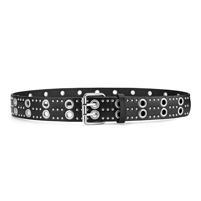Punk Double Grommet Belt Y2K Studded Belt Gothic Rivet Belt