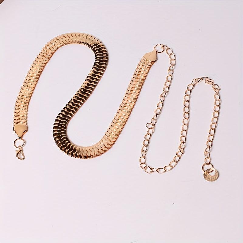 Metal Golden Waist Chain Thin Dress Girdle Tassel for Women