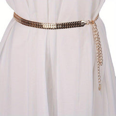 Metal Golden Waist Chain Thin Dress Girdle Tassel for Women