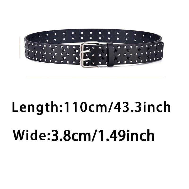 Women's Vintage Star Hollow Belt PU Leather Pants Jeans Belts