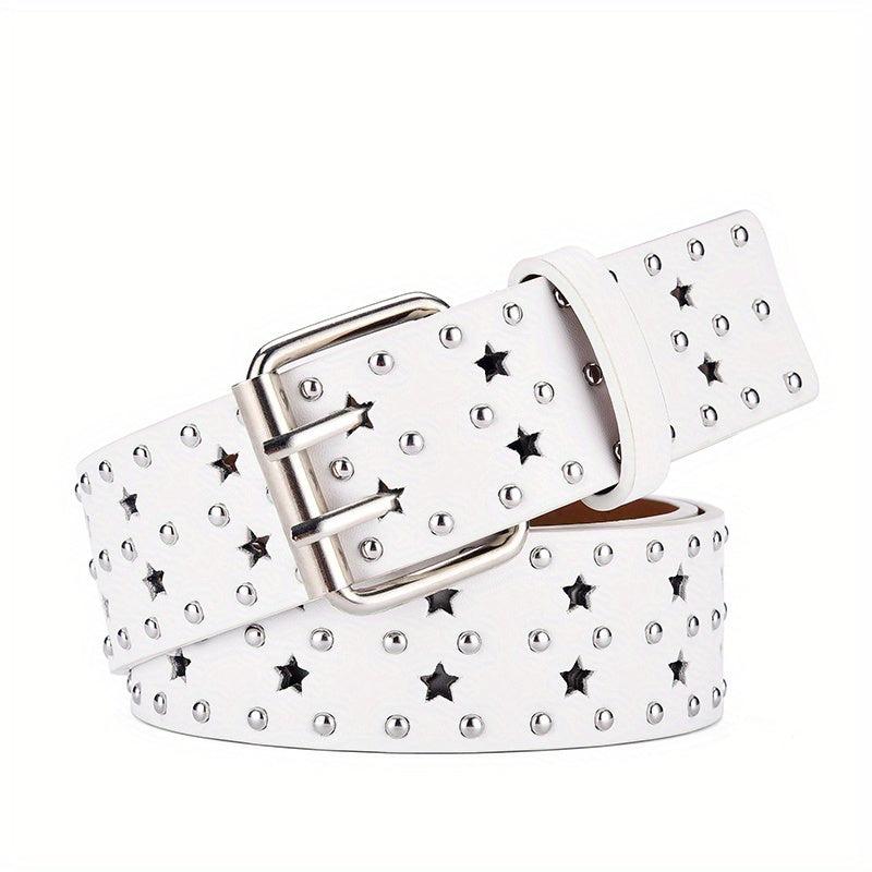Women's Vintage Star Hollow Belt PU Leather Pants Jeans Belts