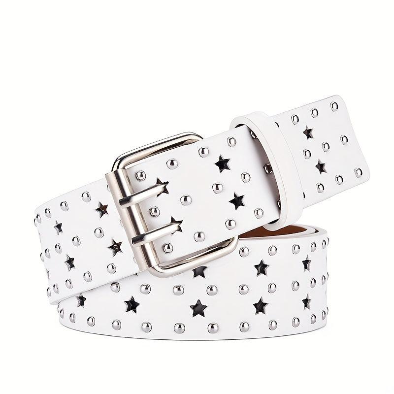 Women's Vintage Star Hollow Belt PU Leather Pants Jeans Belts