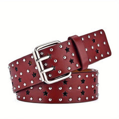 Women's Vintage Star Hollow Belt PU Leather Pants Jeans Belts
