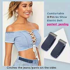 2pcs No Buckle Stretch Belt For Pants Adjustable Elastic Belt Loops
