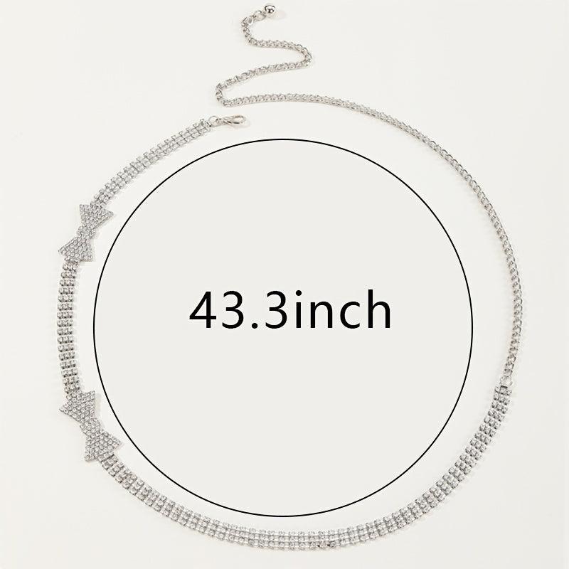 Rhinestone Bow Waist Chain Sexy Body Chain