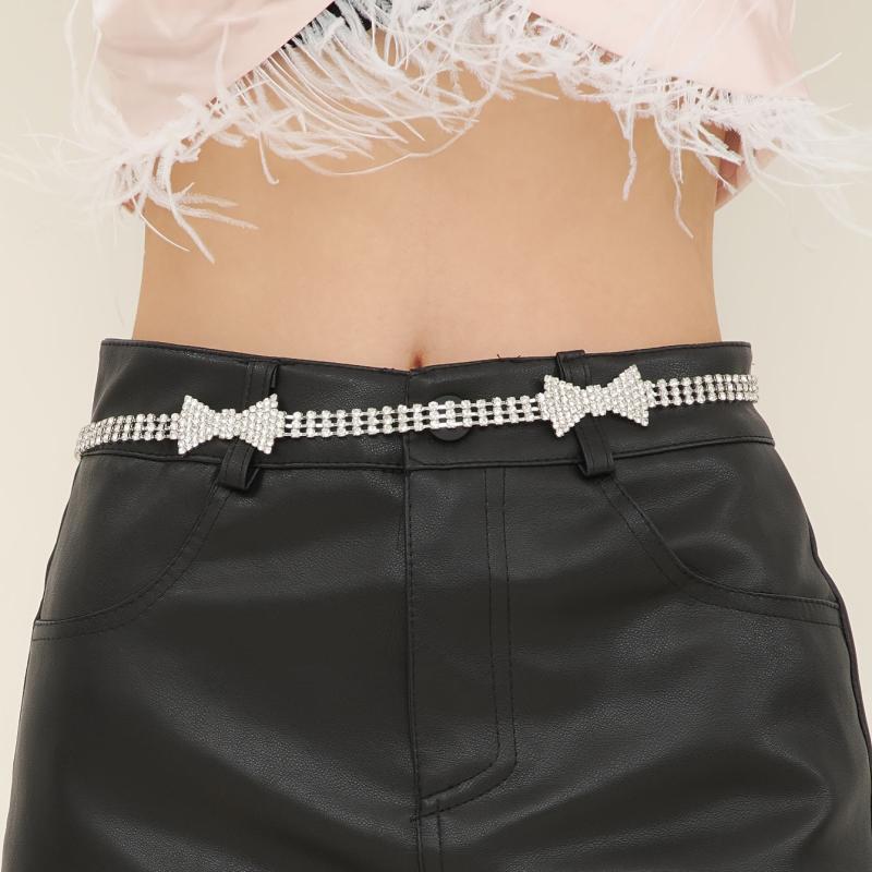Rhinestone Bow Waist Chain Sexy Body Chain