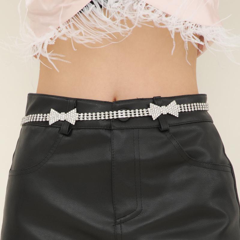 Rhinestone Bow Waist Chain Sexy Body Chain