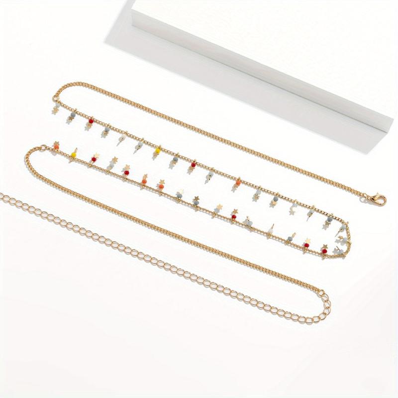 Boho Colorful Beads Waist Chain Single Layer Belly Chain Beach Bikini Chains