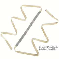 Rhinestone Inlaid Sash Belt Lace Up Satin Waistband for Wedding Bridal