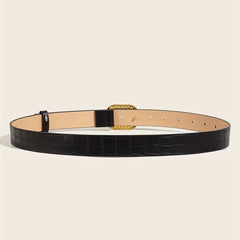 Faux Pearl Oval Buckle Belt PU Leather Thin Belt